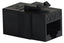 Black Cat6A modular keystone coupler with RJ45 ports for network cabling connections