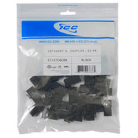 ICC Cat 6 In-Line Keystone Modular Coupler black 25-pack in retail packaging