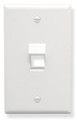 White single gang wall plate with one angled port keystone jack opening for network cabling