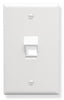 White single gang wall plate with one angled port keystone jack opening for network cabling