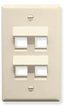 Almond single gang wall plate with 4 angled keystone ports for structured cabling and network installations