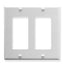 White double gang Decora faceplate with two rectangular openings for networking cables and low voltage structured cabling