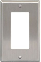 Single gang stainless steel decorex faceplate with rectangular cutout for network cabling accessories
