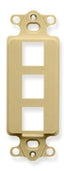 Ivory 3-port Decora insert plate with rectangular openings for network cabling wall installation