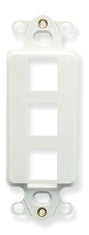 White 3-port Decora insert wall plate with mounting bracket for network cabling installations