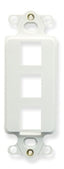 White 3-port Decora insert wall plate with mounting bracket for network cabling installations