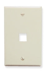 Almond single gang keystone wall plate with one port opening for structured cabling networks