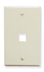 Almond single gang keystone wall plate with one port opening for structured cabling networks