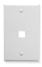 White single gang keystone wall plate with 1 port opening for network cabling installations