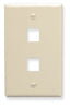 Almond single gang wall plate with two Keystone ports for network cabling