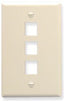 Almond 3-port keystone wall plate for network cabling installations with single gang mounting
