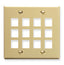 Ivory double gang keystone wall plate with 12 port openings arranged in 3x4 grid pattern