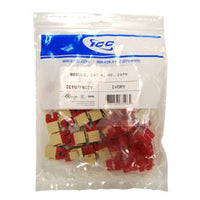 25-pack of ICC HD Cat 6 modular keystone jacks in ivory color for network cabling installations