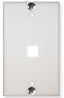 White single gang phone wall plate with 1 port opening and mounting holes