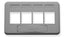 Gray 4-port TIA Keystone furniture faceplate with four rectangular cutouts for network connectors