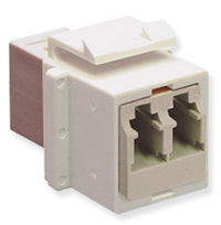 White ICC LC duplex fiber optic keystone adapter module for network cabling installations