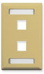 Ivory single gang wall plate with 2 keystone ports and station ID label area for network cabling