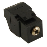 Black ICC stereo audio 3.5mm keystone jack with gold-plated connector for network cabling installations