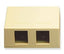 Ivory 2-port surface mount box with two rectangular openings for network cabling connections
