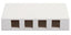 White 4-port surface mount box with four brown outlet openings for network cabling and structured cabling installations