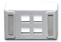 ICC Universal 4 Port Keystone white furniture faceplate with two vertical cable management slots on sides