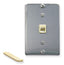 Stainless steel 1-port telephone wall plate with 6P6C connector and mounting hardware