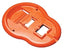 Orange ICC punch down handheld termination aid with two slot openings for network cable termination