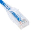 ICC Cat6 Slim Clear Boot Patch Cord in blue, 5ft length, shown with transparent connector housing and blue cable jacket