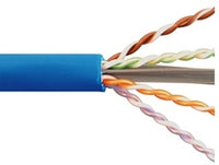 Cat6A 650 MHz 10Gig CMP network cable cross-section showing blue jacket with twisted copper and colored wire pairs