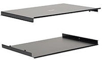 ICC EZ Fold wall mount bracket enclosure kit showing two gray shelves with black edges and mounting hardware