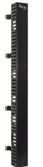 Black vertical finger duct cable management system with side mount brackets for server rack installation