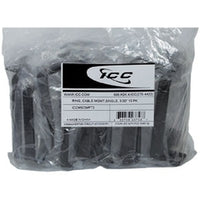10-pack of black ICC cable management rings, 3 inches in diameter, packaged in clear plastic bag with product label