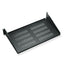 Black vented rack shelf with perforated surface and side mounting brackets for 10-inch server rack installation