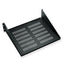 Black vented rack shelf with 15-inch depth and three rack unit height, featuring perforated ventilation pattern and side mou…