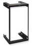 ICC wall mount rack frame with 30U capacity showing black steel vertical posts and mounting brackets for network equipment i…
