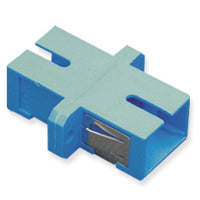 Blue and gray SC simplex fiber optic adapter for multimode and singlemode connections