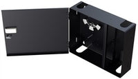 ICC 4 Panel wall mount fiber optic enclosure with open door showing internal cable management brackets and mounting hardware