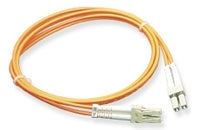 Orange LC-LC duplex multimode fiber patch cable with 62.5/125um specs and connectors, 1 meter length