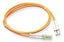 LC-LC duplex multimode fiber patch cable with orange jacket, 5 meter length, connectors visible