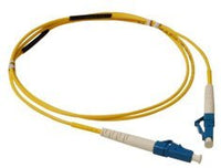 LC-LC simplex single mode fiber patch cable with blue connectors and yellow jacket, 3 meter length for network cabling
