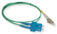LC-SC duplex multimode fiber patch cable with green jacket, 10 meter length for network cabling