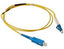 Yellow LC-SC simplex single mode fiber patch cable, 7 meters long, with blue LC and SC connectors