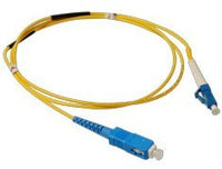 LC-SC simplex single mode fiber patch cable with yellow jacket and blue connectors, 10 meter length