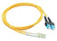 LC-SC duplex single mode fiber patch cable, 5 meter yellow cord with black and blue connectors