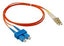 LC-SC duplex 50-micron multimode fiber patch cable with red jacket and blue SC connector, 7 meters long