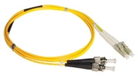 ICC LC-ST duplex single mode fiber patch cable, 1 meter length with yellow jacket and black connectors
