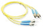 Yellow ST-ST duplex single mode fiber patch cable with blue connectors, 7 meter length for network cabling