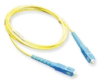 Yellow SC-SC simplex single mode fiber patch cable with blue connectors, 2 meter length for network cabling
