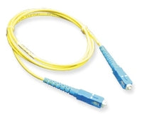 Yellow SC-SC simplex single mode fiber patch cable with blue connectors, 3 meter length for network cabling