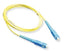 Yellow SC-SC simplex single mode fiber patch cable with blue connectors, 3 meter length for network cabling